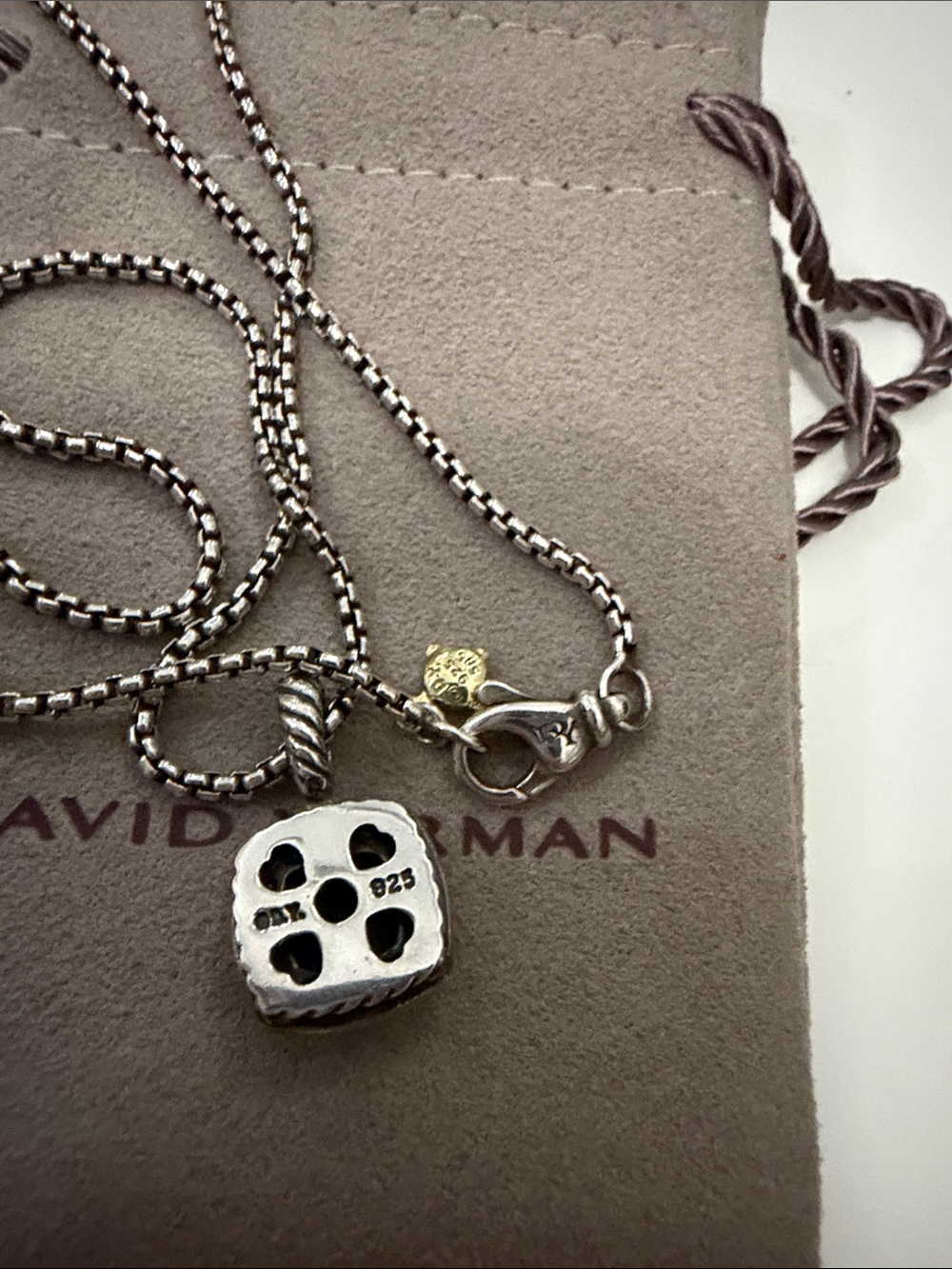 David Yurman Sterling Silver Diamond Albion Hampton Blue Topaz Necklace - Picture 2 of 4
